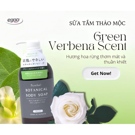Sữa tắm thảo mộc Nhật Bản Purefeel Botanical Body Soap Green Verbena Scent 450ml